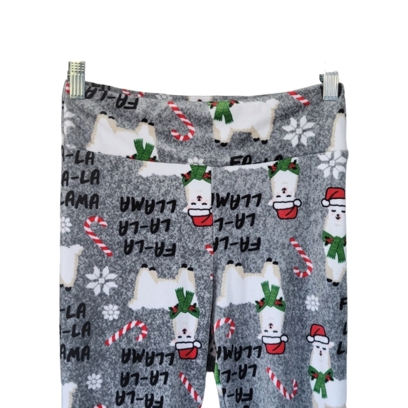 Super Soft‎ Juniors' M Holiday Christmas Llama Velour Leggings Lounge Pants PJs - Picture 7 of 13